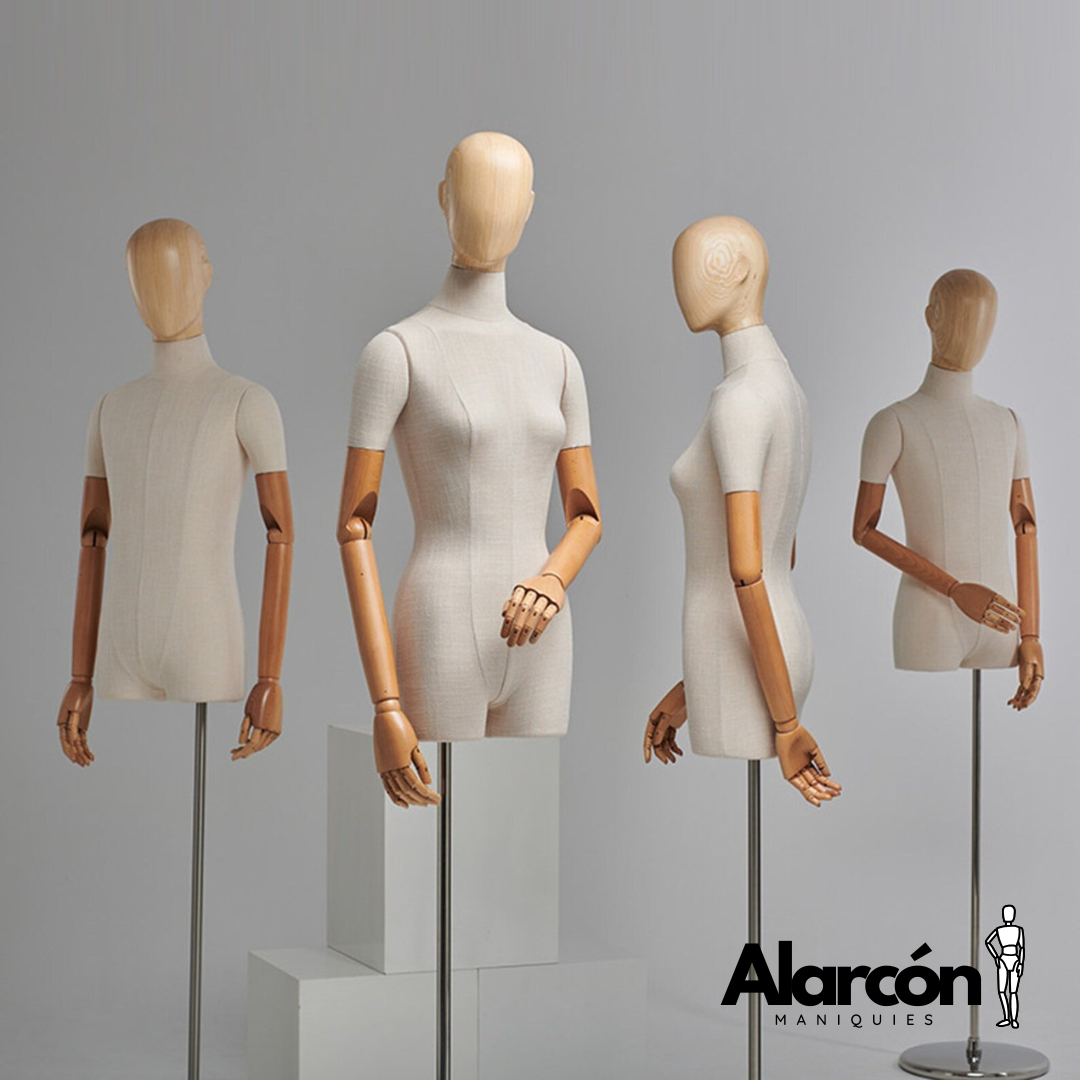 M003-YMY (4) Maniquí Mujer/Hombre con brazos articulados de Madera para Sastrería - Imagen 1